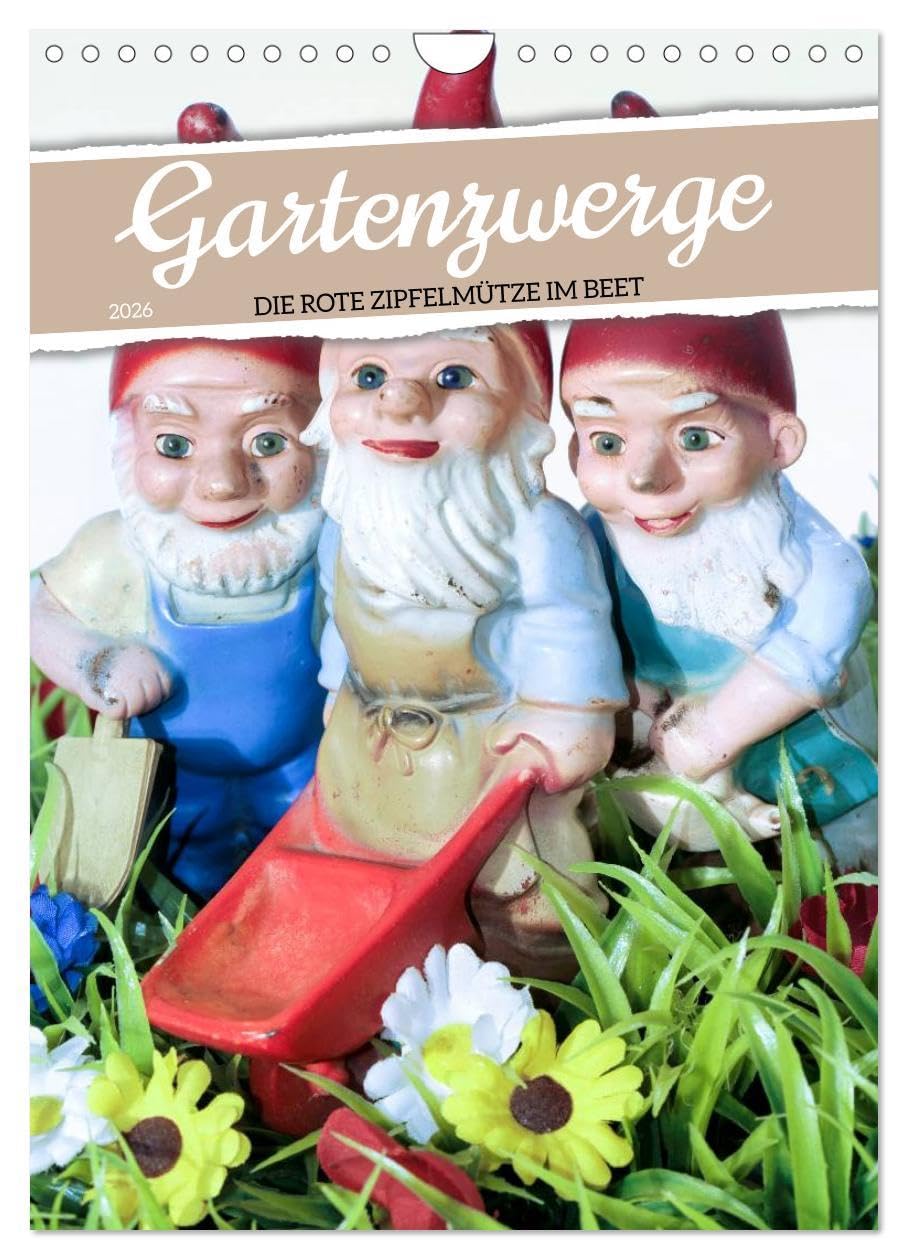 Gartenzwerge: Die rote Zipfelmütze im Beet (Wandkalender 2026 DIN A4 hoch), CALVENDO Monatskalender: Die Helferlein im Garten aus Ton: Gartenzwerge (CALVENDO Hobbys) Leisure, Home & Garden