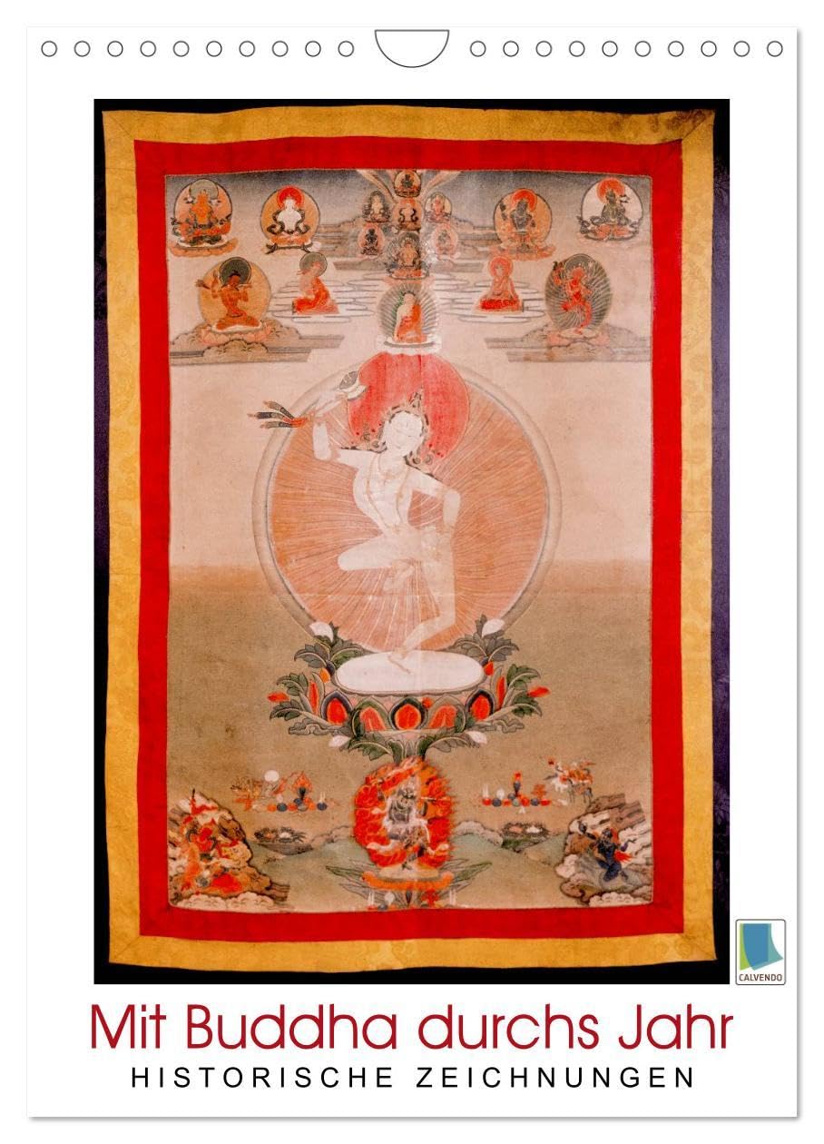 Mit Buddha durchs Jahr: historische Zeichnungen (Wandkalender 2026 DIN A4 hoch), CALVENDO Monatskalender: Buddha: Meditative, historische Zeichnungen (CALVENDO Glaube) Film, Art & Culture