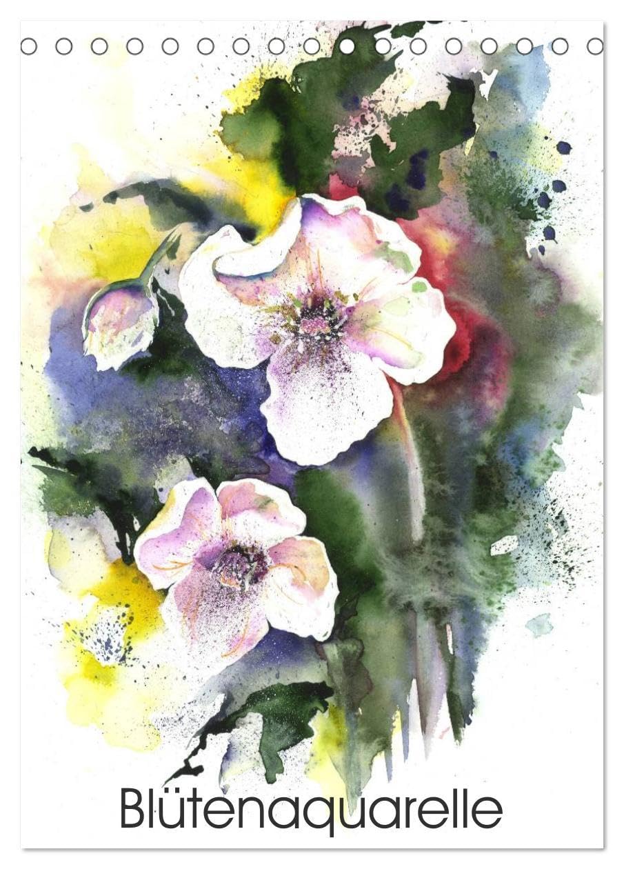 Blütenaquarelle (Tischkalender 2026 DIN A5 hoch), CALVENDO Monatskalender: Mit zarten Aquarellblüten durch das Jahr (CALVENDO Kunst) Social Sciences