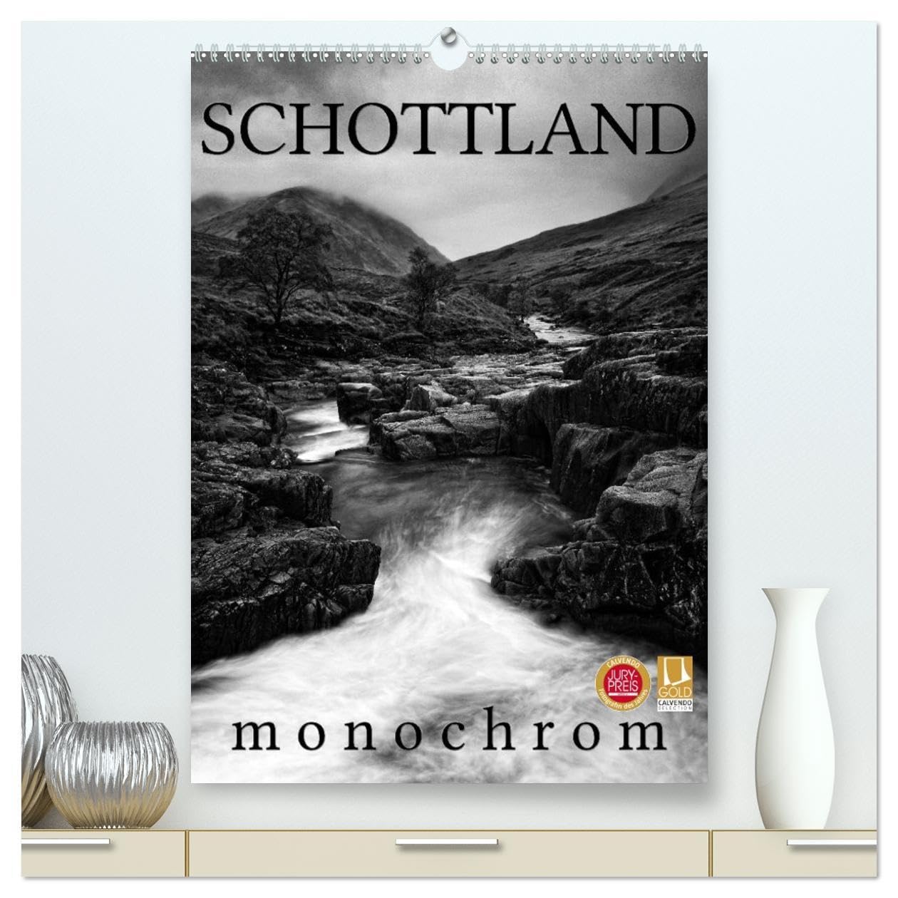 Schottland Monochrom (hochwertiger Premium Wandkalender 2026 DIN A2 hoch), Kunstdruck in Hochglanz: Erleben Sie Schottland in Monochrom (CALVENDO Orte) Leisure, Home & Garden
