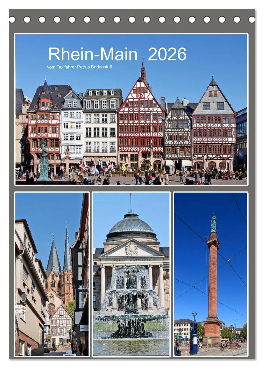 Rhein-Main 2026 vom Taxifahrer Petrus Bodenstaff (Tischkalender 2026 DIN A5 hoch), CALVENDO Monatskalender: 12 Städte im Rhein-Main-Gebiet (CALVENDO Orte) Leisure, Home & Garden
