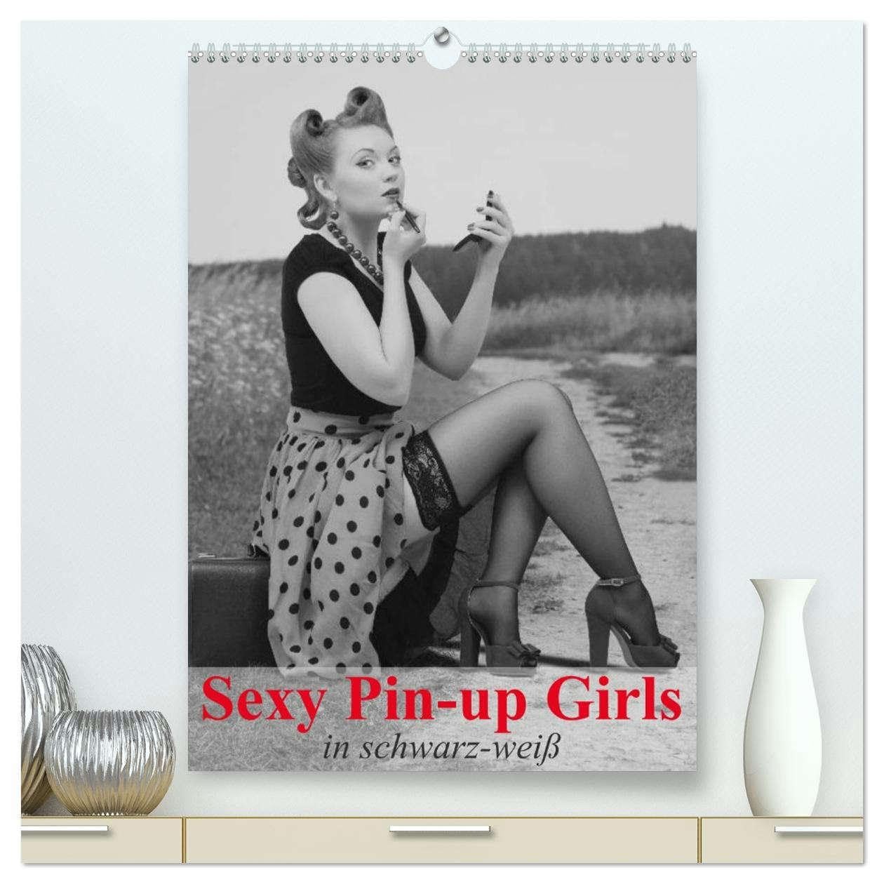 Sexy Pin-up Girls in schwarz-weiß (hochwertiger Premium Wandkalender 2026 DIN A2 hoch), Kunstdruck in Hochglanz: Kesse Pin-up-Girls im Stil der 40er- und 50er Jahre (CALVENDO Erotik) Social Sciences