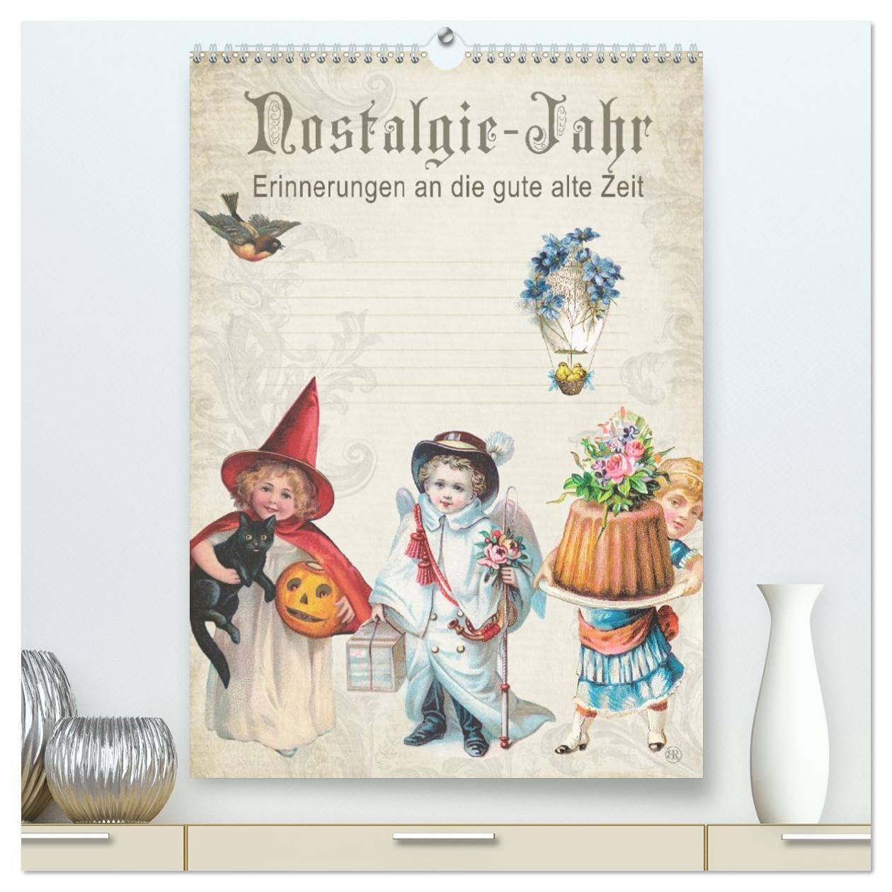 Nostalgie-Jahr, Motive aus alten Poesiealben (hochwertiger Premium Wandkalender 2026 DIN A2 hoch), Kunstdruck in Hochglanz: Erinnerungen an die gute alte Zeit (CALVENDO Kunst) Calendars