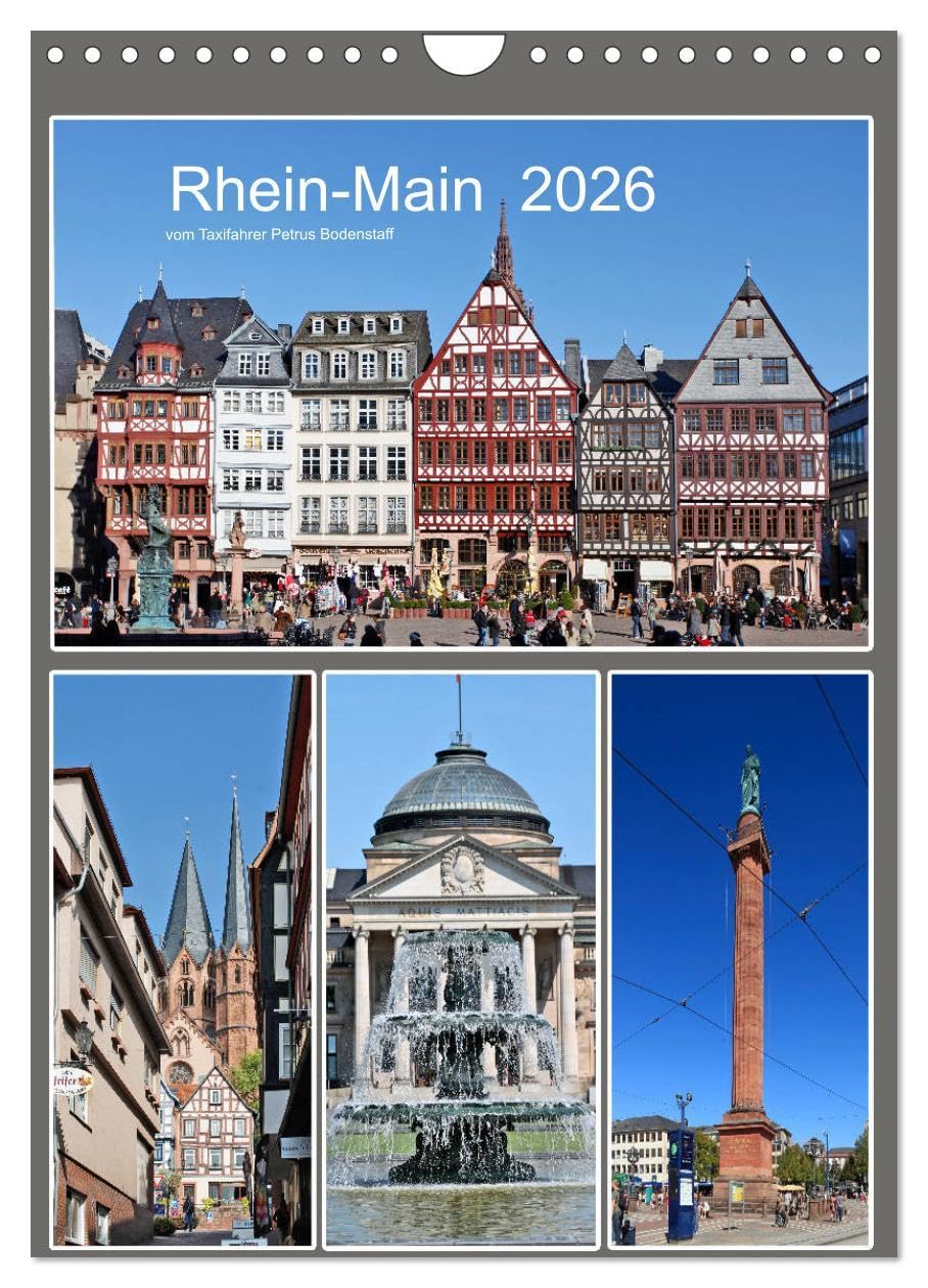 Rhein-Main 2026 vom Taxifahrer Petrus Bodenstaff (Wandkalender 2026 DIN A4 hoch), CALVENDO Monatskalender: 12 Städte im Rhein-Main-Gebiet (CALVENDO Orte) Leisure, Home & Garden
