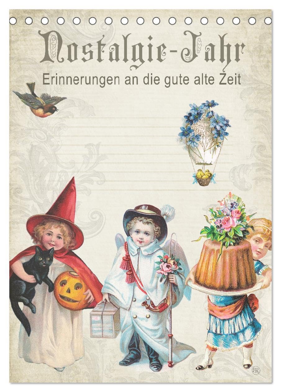 Nostalgie-Jahr, Motive aus alten Poesiealben (Tischkalender 2026 DIN A5 hoch), CALVENDO Monatskalender: Erinnerungen an die gute alte Zeit (CALVENDO Kunst) Calendars