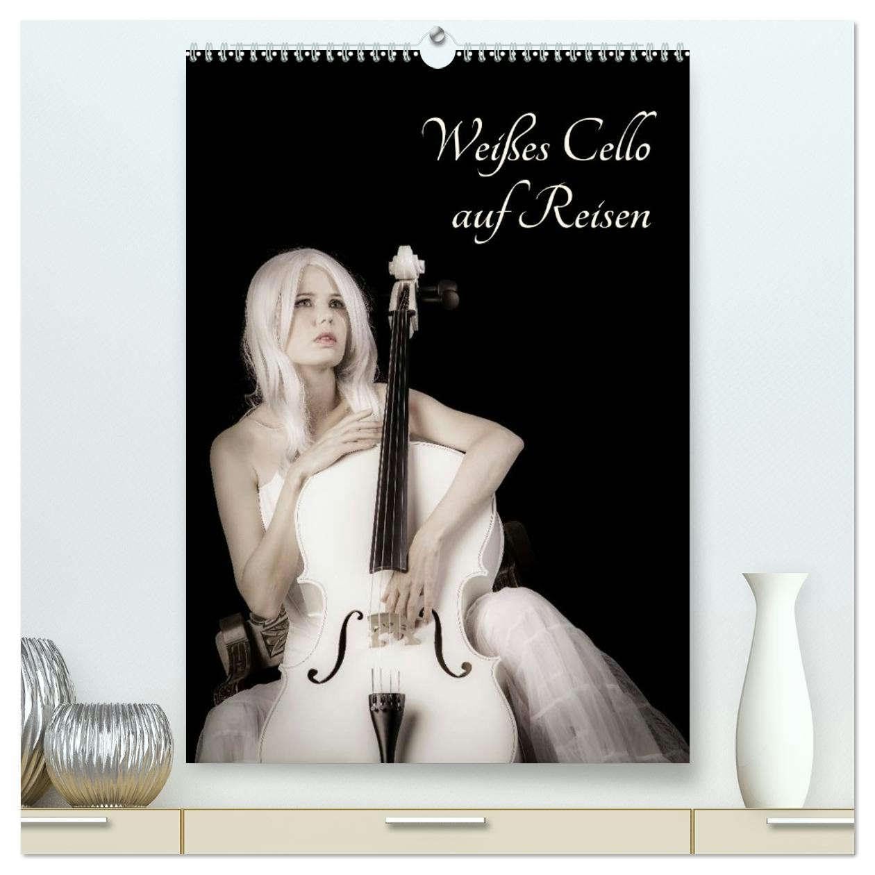 Weißes Cello auf Reisen (hochwertiger Premium Wandkalender 2026 DIN A2 hoch), Kunstdruck in Hochglanz: Mit dem weißen Cello durch's Jahr - eine musisch-künstlerische Bilderreise (CALVENDO Erotik) Social Sciences