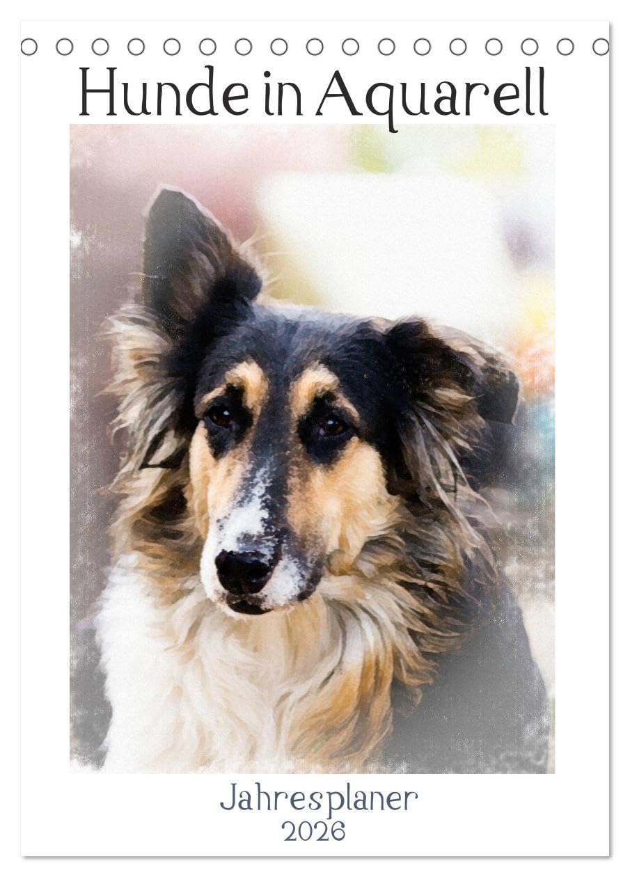 Hunde in Aquarell - Jahresplaner (Tischkalender 2026 DIN A5 hoch), CALVENDO Monatskalender: Hundeportraits der unterschiedlichsten Rassen, von der ... Sie in Ihrem Jahresplaner. (CALVENDO Tiere) Natural Sciences