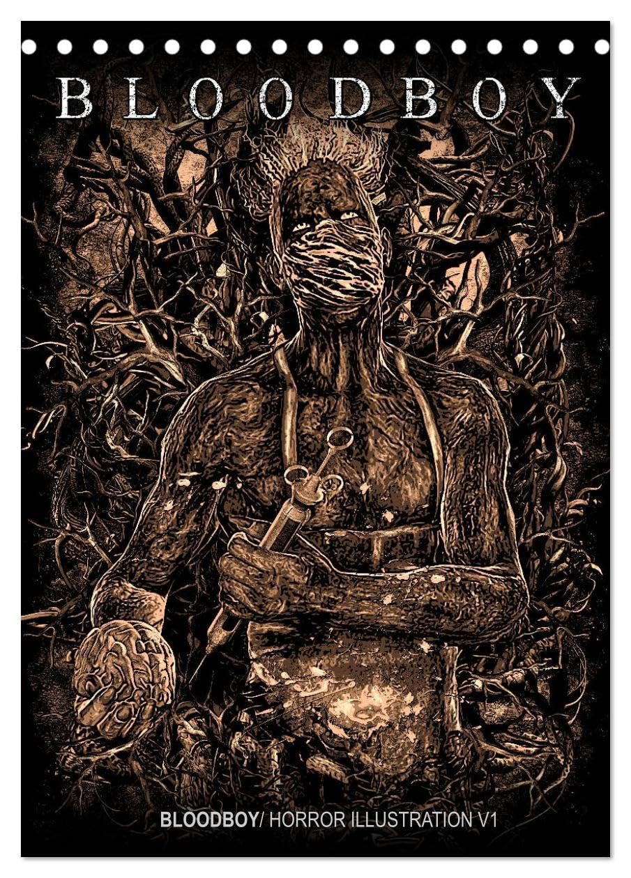BLOODBOY/ HORROR ILLUSTRATION V1 (Tischkalender 2026 DIN A5 hoch), CALVENDO Monatskalender: Eine Serie von Illustrationen zum Thema Horror (CALVENDO Kunst) Horror & Mystery