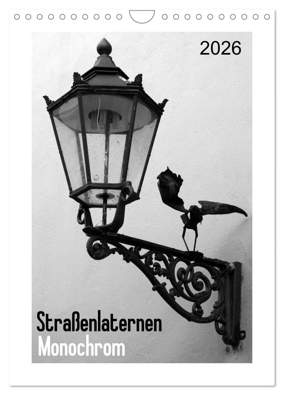 Straßenlaternen Monochrom (Wandkalender 2026 DIN A4 hoch), CALVENDO Monatskalender: Nostalgische Straßenbeleuchtung in Innenstädten (CALVENDO Kunst) Photography