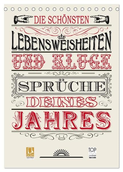 Die schönsten Lebensweisheiten Typo - Kalender (Tischkalender 2026 DIN A5 hoch), CALVENDO Monatskalender: Die schönsten Lebensweisheiten und kluge Sprüche Deines Jahres (CALVENDO Kunst) Politics & History