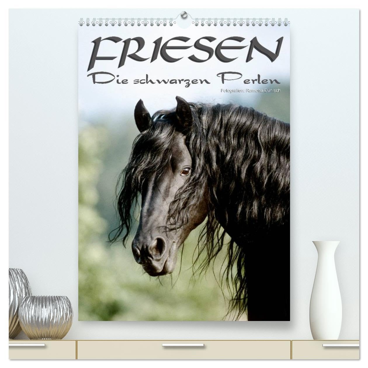 Friesen - die schwarzen Perlen (hochwertiger Premium Wandkalender 2026 DIN A2 hoch), Kunstdruck in Hochglanz: Friesen - besonders schöne, herrlich lackschwarze Pferde (CALVENDO Tiere) Natural Sciences