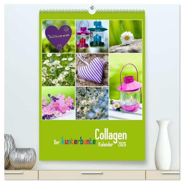 Der kunterbunte Collagen Kalender (hochwertiger Premium Wandkalender 2026 DIN A2 hoch), Kunstdruck in Hochglanz: Farbenfrohe Collagen rund ums Jahr (CALVENDO Natur) Leisure, Home & Garden