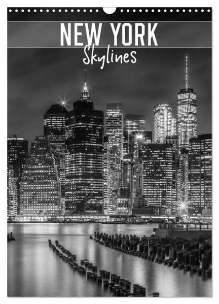NEW YORK Skylines (Wandkalender 2026 DIN A3 hoch), CALVENDO Monatskalender: Urbane Impressionen in monochrom (CALVENDO Orte) Leisure, Home & Garden