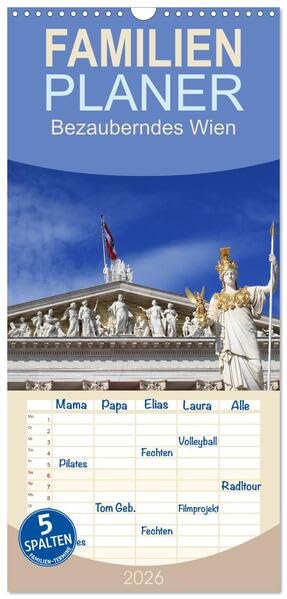 Familienplaner 2026 - Bezauberndes Wien mit 5 Spalten (Wandkalender, 21 x 45 cm) CALVENDO: Wien ist ein vielfältiges Reiseziel, das mit imperialer ... Kaffeehäusern begeistert (CALVENDO Orte) Business & Technology