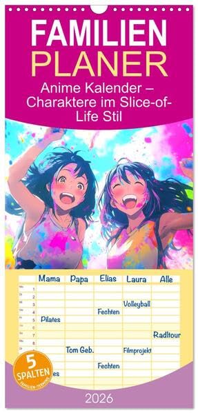 Familienplaner 2026 - Anime Kalender – Charaktere im Slice-of-Life Stil mit 5 Spalten (Wandkalender, 21 x 45 cm) CALVENDO: Anime Kalender – Charaktere ... und Mangastil lieben. (CALVENDO Hobbys) Manga