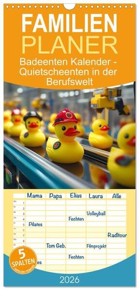 Familienplaner 2026 - Badeenten Kalender - Quietscheenten in der Berufswelt mit 5 Spalten (Wandkalender, 21 x 45 cm) CALVENDO: Entdecke Badeenten bei ... Fans von Enten und Handwer (CALVENDO Spass) Leisure, Home & Garden