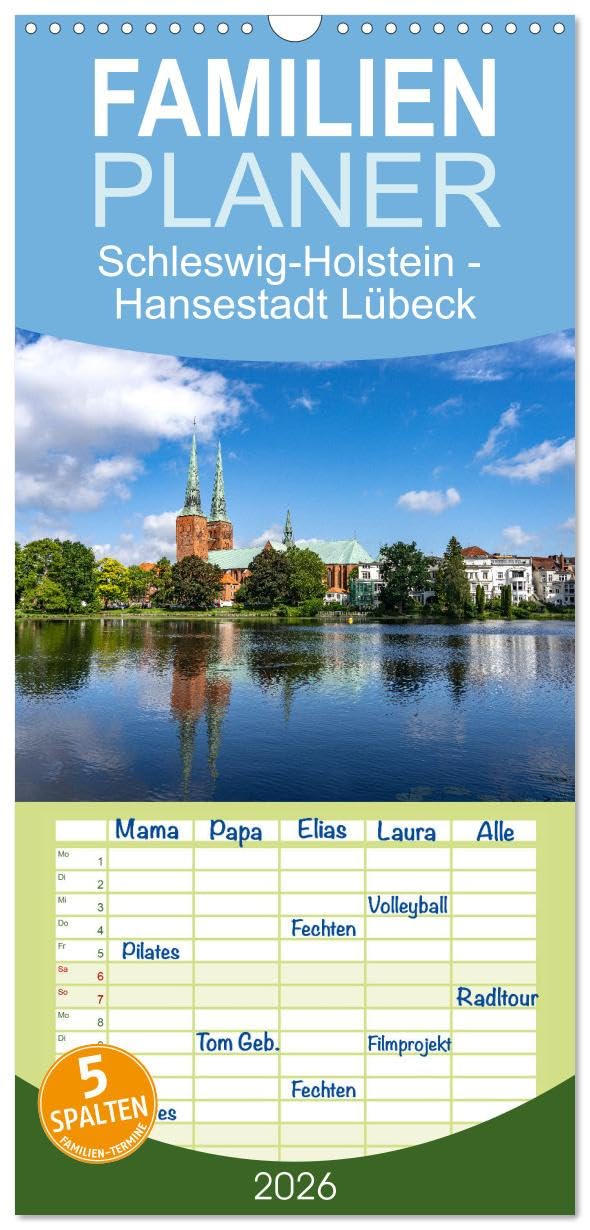 Familienplaner 2026 - Schleswig-Holstein - Hansestadt Lübeck mit 5 Spalten (Wandkalender, 21 cm x 45 cm), CALVENDO Leisure, Home & Garden