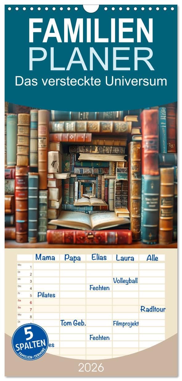 Familienplaner 2026 - Das versteckte Universum mit 5 Spalten (Wandkalender, 21 cm x 45 cm), CALVENDO Leisure, Home & Garden