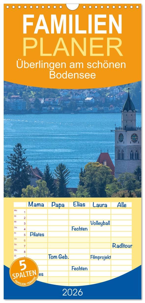 Familienplaner 2026 - Überlingen am schönen Bodensee mit 5 Spalten (Wandkalender, 21 cm x 45 cm), CALVENDO Leisure, Home & Garden