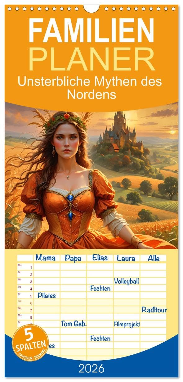 Familienplaner 2026 - Unsterbliche Mythen des Nordens mit 5 Spalten (Wandkalender, 21 cm x 45 cm), CALVENDO Business & Technology