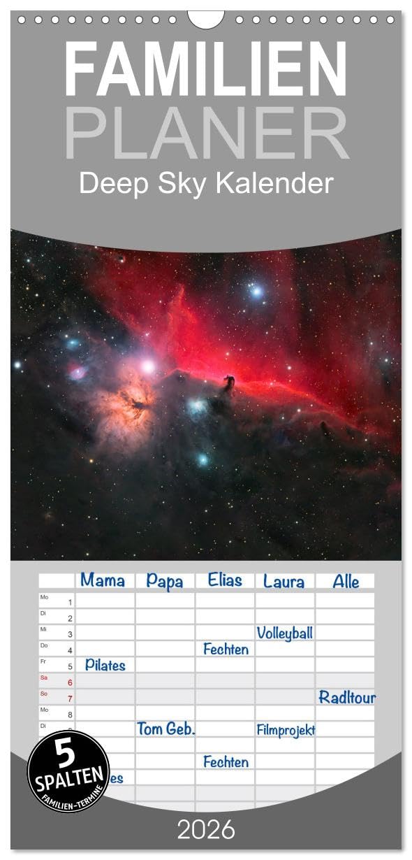 Familienplaner 2026 - Deep Sky Kalender mit 5 Spalten (Wandkalender, 21 cm x 45 cm), CALVENDO Leisure, Home & Garden