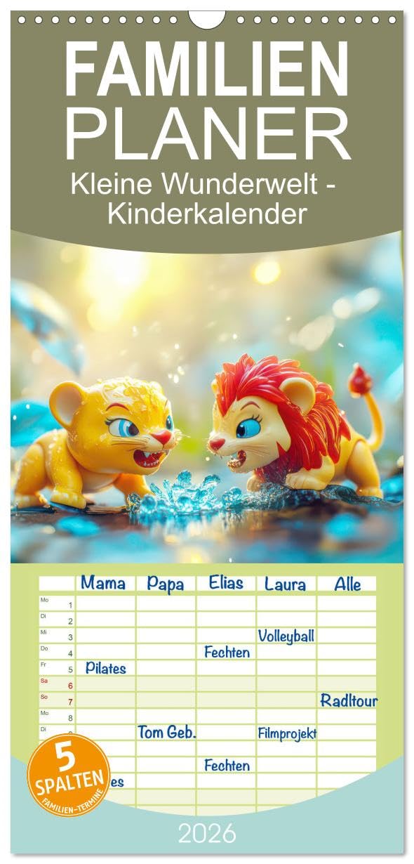 Familienplaner 2026 - Kleine Wunderwelt - Kinderkalender mit 5 Spalten (Wandkalender, 21 cm x 45 cm), CALVENDO Natural Sciences