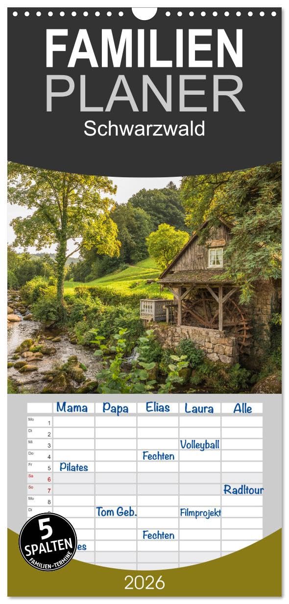 Familienplaner 2026 - Schwarzwald mit 5 Spalten (Wandkalender, 21 cm x 45 cm), CALVENDO Leisure, Home & Garden