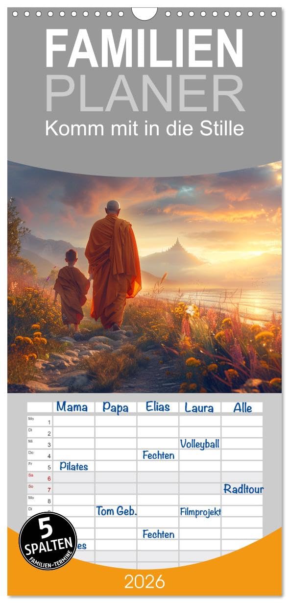 Familienplaner 2026 - Komm mit in die Stille mit 5 Spalten (Wandkalender, 21 cm x 45 cm), CALVENDO Business & Technology