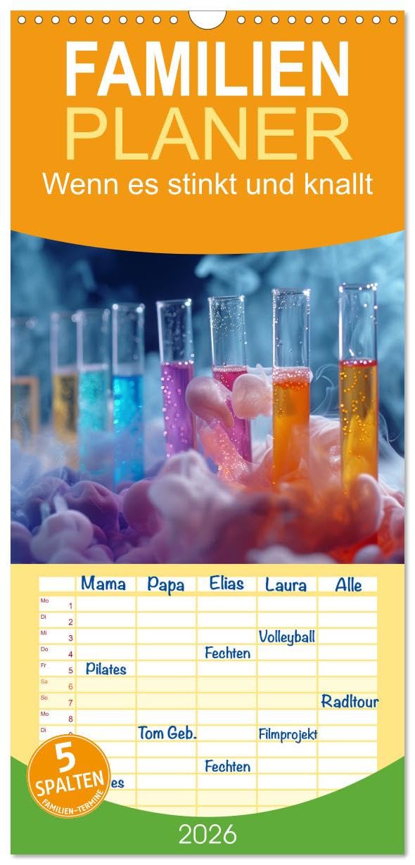 Familienplaner 2026 - Wenn es stinkt und knallt mit 5 Spalten (Wandkalender, 21 cm x 45 cm), CALVENDO General education