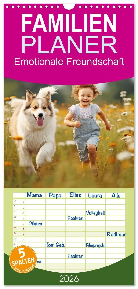 Familienplaner 2026 - Emotionale Freundschaft mit 5 Spalten (Wandkalender, 21 cm x 45 cm), CALVENDO Natural Sciences