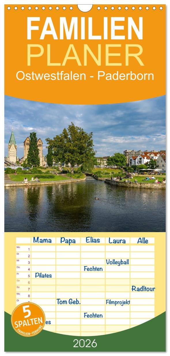 Familienplaner 2026 - Ostwestfalen - Paderborn mit 5 Spalten (Wandkalender, 21 cm x 45 cm), CALVENDO Leisure, Home & Garden