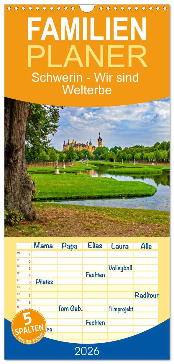 Familienplaner 2026 - Schwerin - Wir sind Welterbe mit 5 Spalten (Wandkalender, 21 cm x 45 cm), CALVENDO Business & Technology