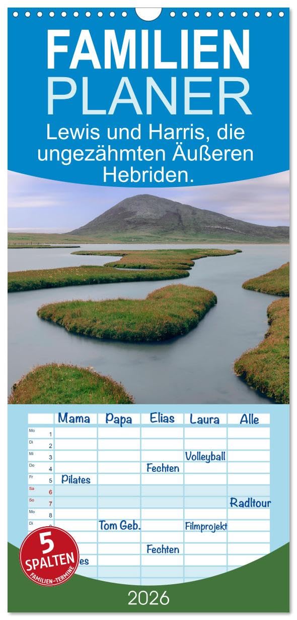 Familienplaner 2026 - Lewis und Harris, die ungezähmten Äußeren Hebriden. mit 5 Spalten (Wandkalender, 21 cm x 45 cm), CALVENDO Leisure, Home & Garden