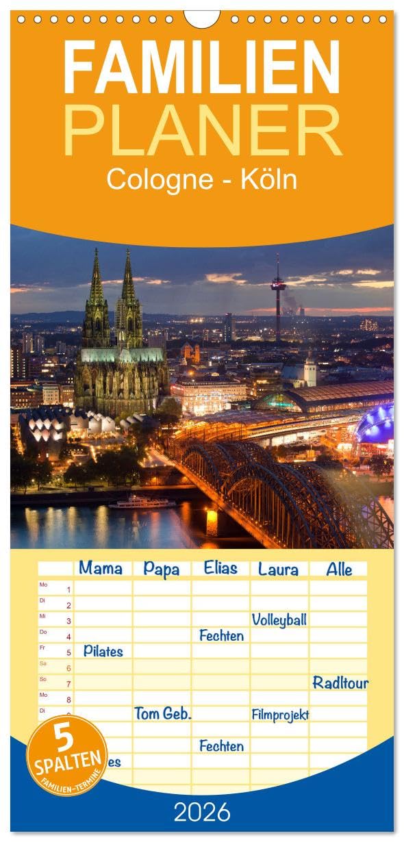 Familienplaner 2026 - Cologne - Köln mit 5 Spalten (Wandkalender, 21 cm x 45 cm), CALVENDO Leisure, Home & Garden
