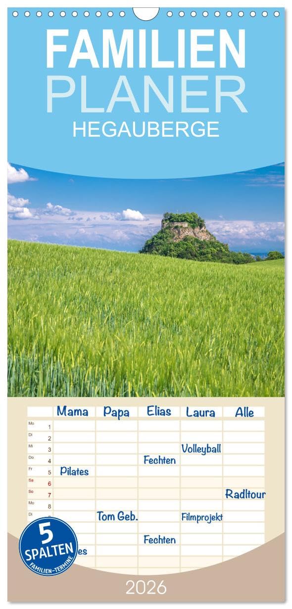 Familienplaner 2026 - HEGAUBERGE mit 5 Spalten (Wandkalender, 21 cm x 45 cm), CALVENDO Leisure, Home & Garden