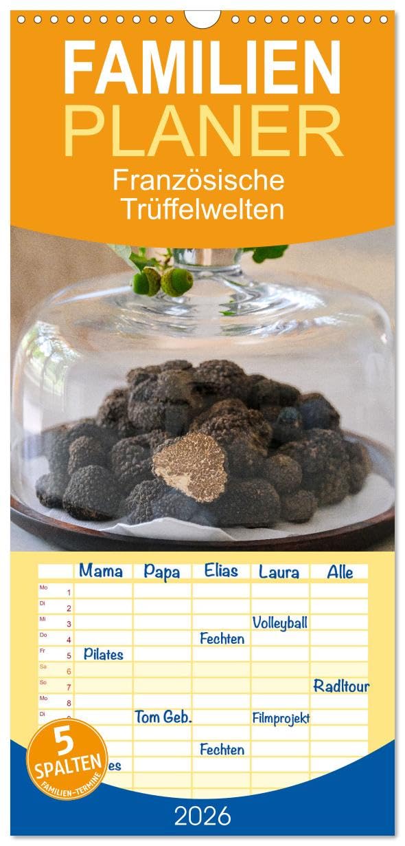 Familienplaner 2026 - Französische Trüffelwelten mit 5 Spalten (Wandkalender, 21 cm x 45 cm), CALVENDO Natural Sciences