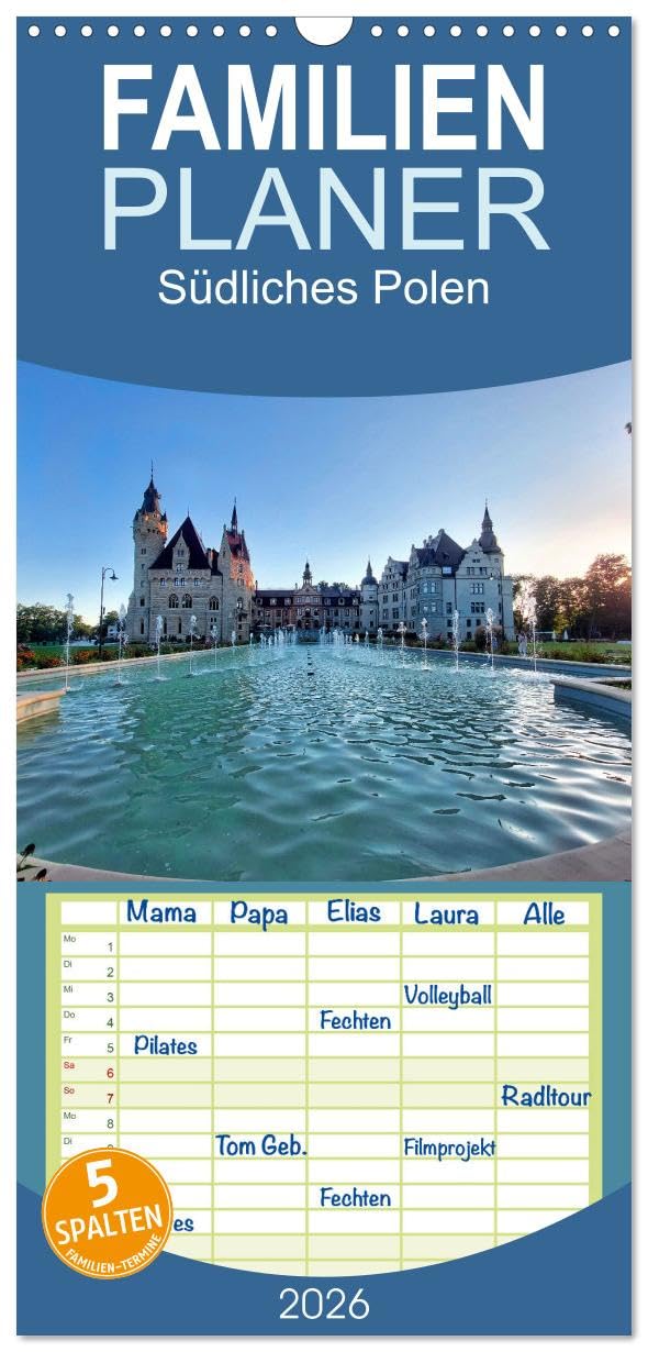 Familienplaner 2026 - Südliches Polen mit 5 Spalten (Wandkalender, 21 cm x 45 cm), CALVENDO Business & Technology