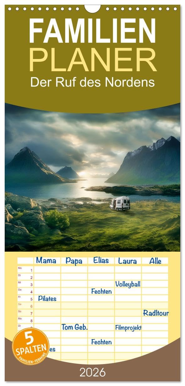 Familienplaner 2026 - Der Ruf des Nordens mit 5 Spalten (Wandkalender, 21 cm x 45 cm), CALVENDO Leisure, Home & Garden