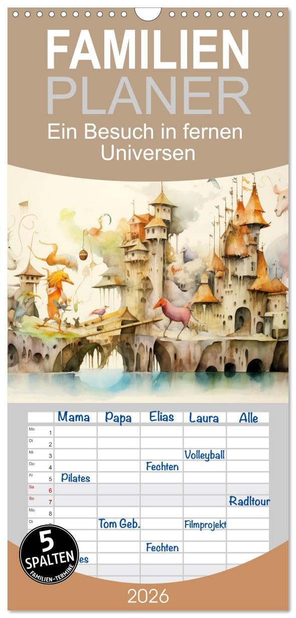 Familienplaner 2026 - Ein Besuch in fernen Universen mit 5 Spalten (Wandkalender, 21 cm x 45 cm), CALVENDO Natural Sciences
