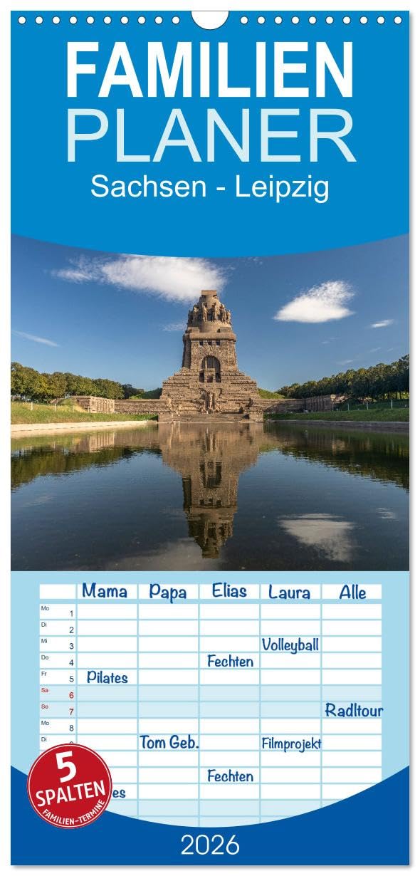 Familienplaner 2026 - Sachsen - Leipzig mit 5 Spalten (Wandkalender, 21 x 45 cm) CALVENDO: Die wunderbare Trendstadt Leipzig in Sachsen. (CALVENDO Orte) Leisure, Home & Garden
