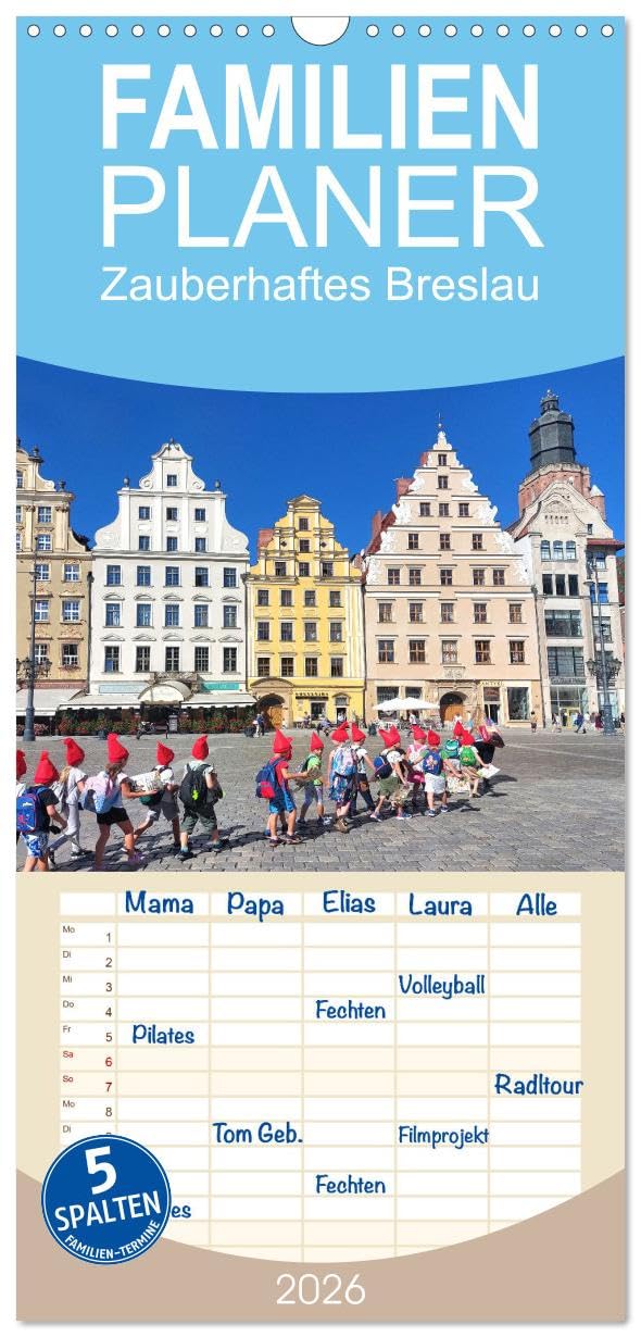 Familienplaner 2026 - Zauberhaftes Breslau mit 5 Spalten (Wandkalender, 21 x 45 cm) CALVENDO: Polens drittgrößte Stadt fasziniert mit einer fesselnden ... beeindruckender Architektur (CALVENDO Orte) Leisure, Home & Garden