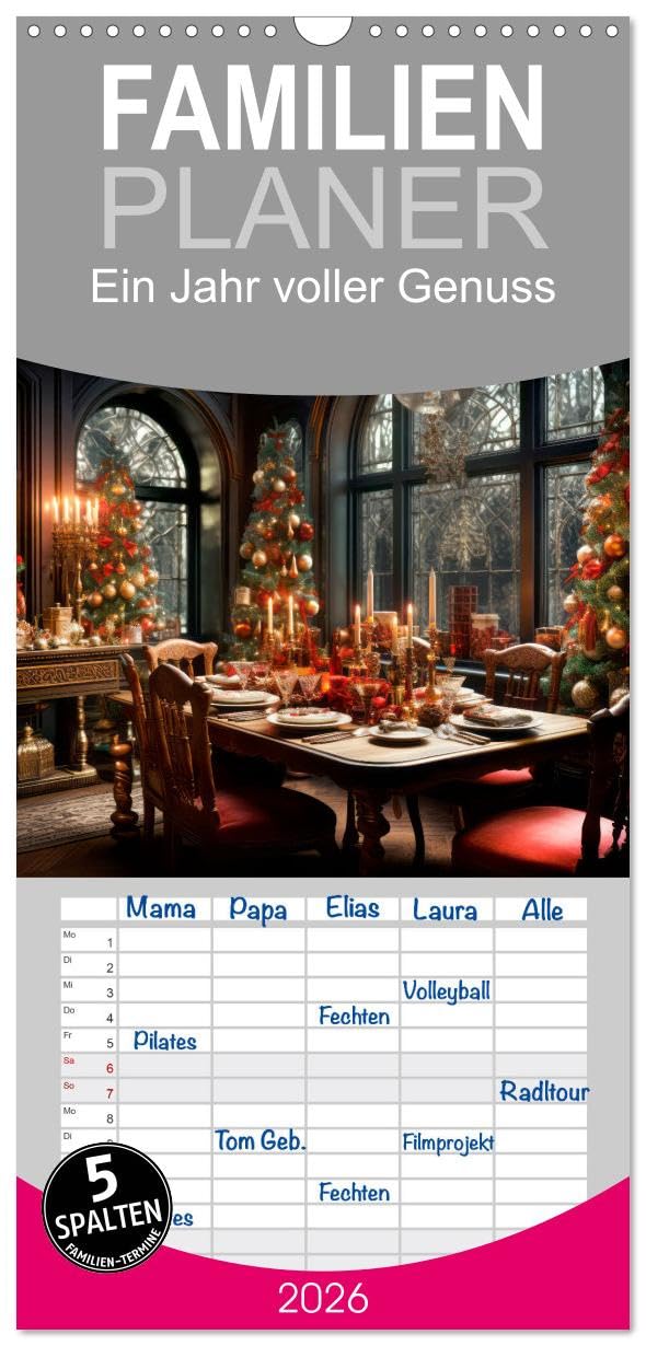 Familienplaner 2026 - Ein Jahr voller Genuss mit 5 Spalten (Wandkalender, 21 x 45 cm) CALVENDO: Küchenimpressionen und Traditionelles (CALVENDO Lifestyle) Leisure, Home & Garden