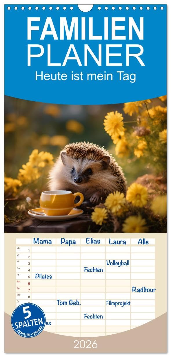 Familienplaner 2026 - Heute ist mein Tag mit 5 Spalten (Wandkalender, 21 cm x 45 cm), CALVENDO Lifestyle