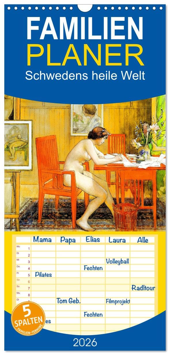 Familienplaner 2026 - Schwedens heile Welt mit 5 Spalten (Wandkalender, 21 cm x 45 cm), CALVENDO Film, Art & Culture