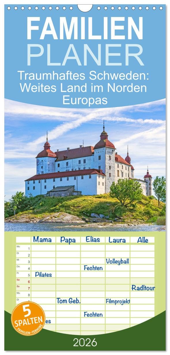 Familienplaner 2026 - Traumhaftes Schweden: Weites Land im Norden Europas mit 5 Spalten (Wandkalender, 21 cm x 45 cm), CALVENDO Leisure, Home & Garden