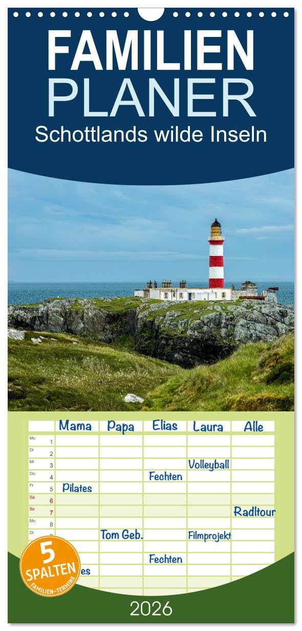 Familienplaner 2026 - Schottlands wilde Inseln mit 5 Spalten (Wandkalender, 21 cm x 45 cm), CALVENDO Contemporary literature