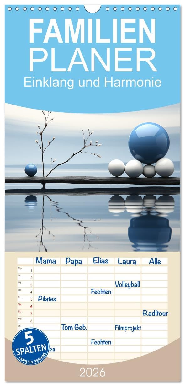 Familienplaner 2026 - Einklang und Harmonie mit 5 Spalten (Wandkalender, 21 cm x 45 cm), CALVENDO Social Sciences