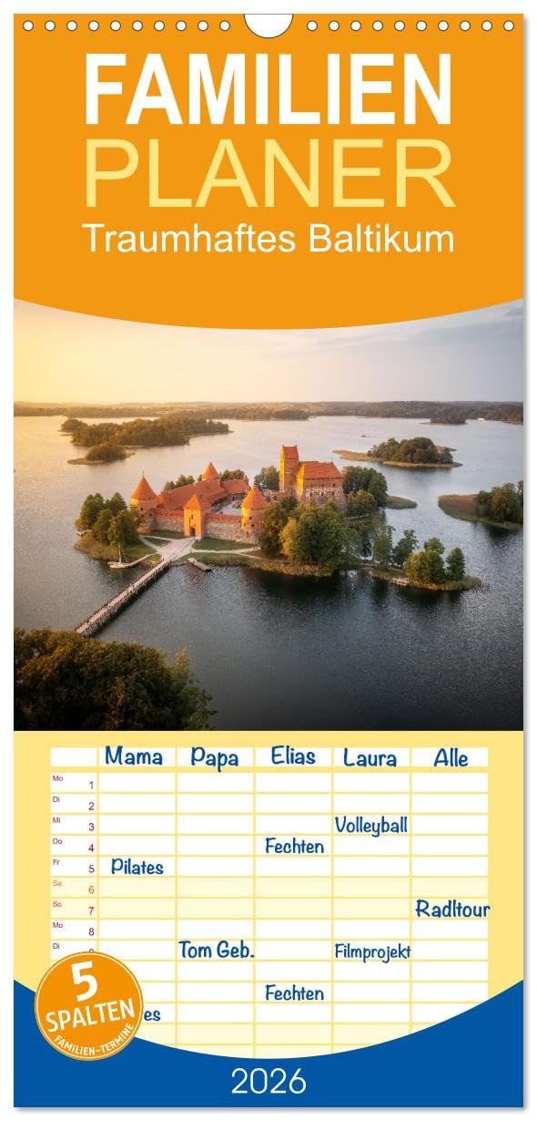 Familienplaner 2026 - Traumhaftes Baltikum mit 5 Spalten (Wandkalender, 21 cm x 45 cm), CALVENDO Photography