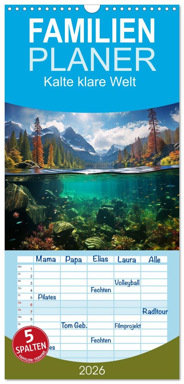 Familienplaner 2026 - Kalte klare Welt mit 5 Spalten (Wandkalender, 21 cm x 45 cm), CALVENDO Business & Technology
