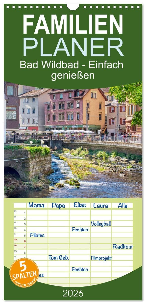 Familienplaner 2026 - Bad Wildbad - Einfach genießen mit 5 Spalten (Wandkalender, 21 cm x 45 cm), CALVENDO Lifestyle